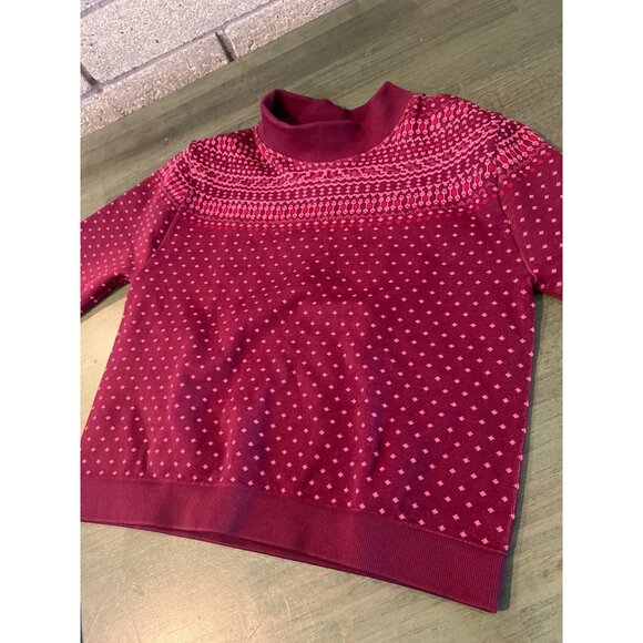 Fabletics Burgundy & Pink Fair Isle Knit Sweater Womens S Cotton/Nylon Blend Sof - Picture 6 of 7